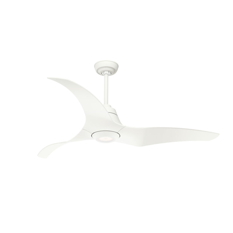 60" Arwen 3-Blade Standard Damp Rated Ceiling Fan With LED Light Kit And Handheld Remote, Porcelain White