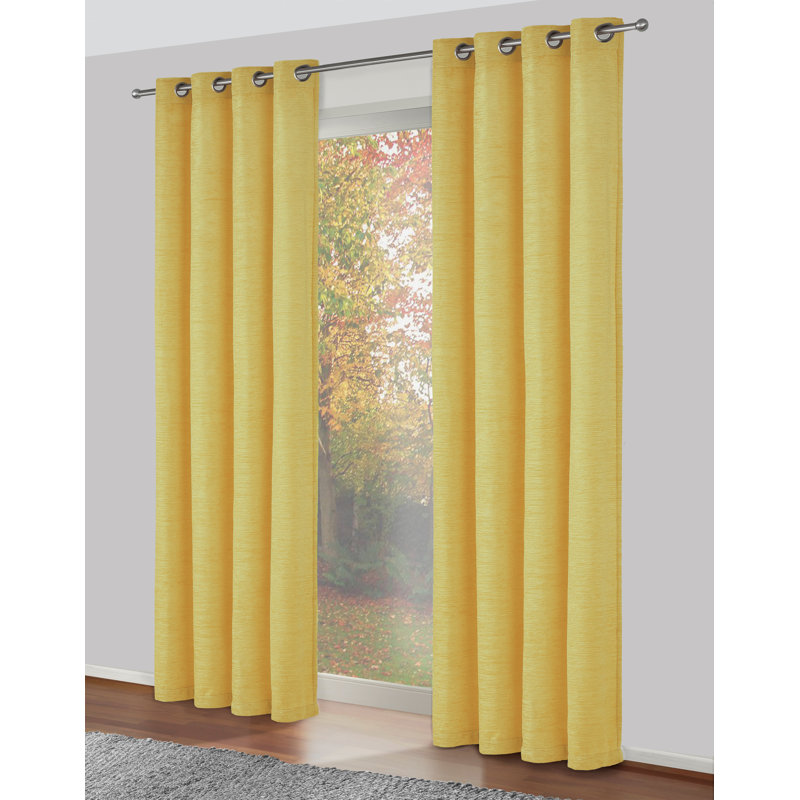 Breedlove Eyelet Room Darkening Single Curtain, 270cm Width x 245cm Drop, Yellow