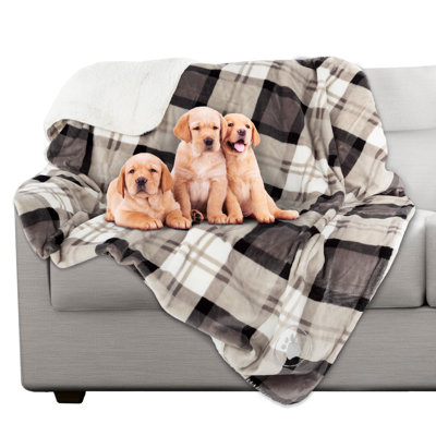 Couverture pour chien PETMAker imperméable - couverture en sherpa réversible 50 x 60 pouces pour canapé, lit ou voiture - protège contre les déversements, les taches ou la fourrure