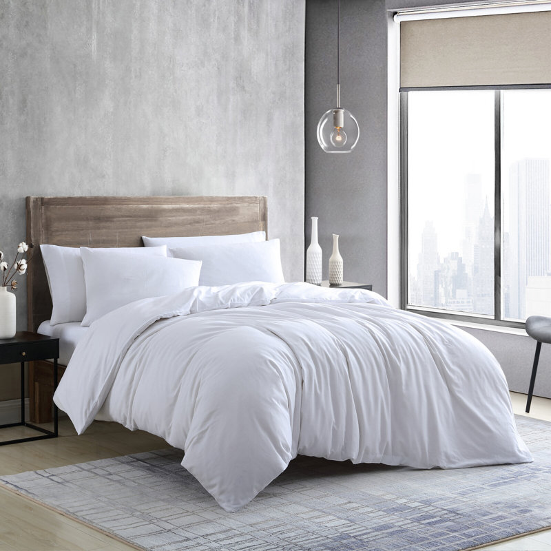 Edyson Microfiber Solid Colour Duvet Cover Set with Pillowcases, White, Kingsize - 2 Standard Pillowcases