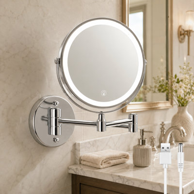 Miroir de maquillage mural rond en métal