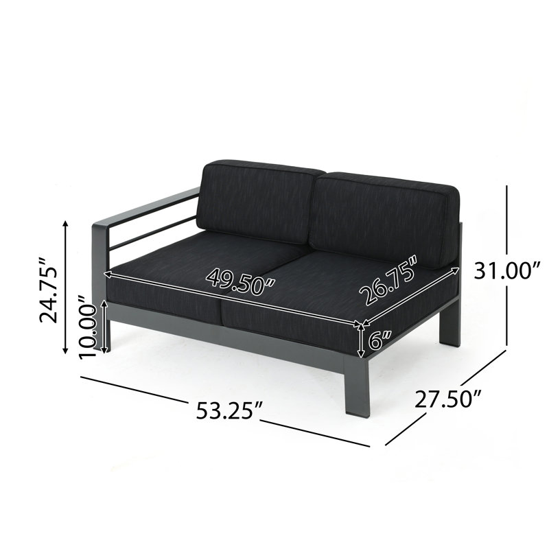 Ensemble de conversation modulaire avec coussins 5 pièces Caggiano