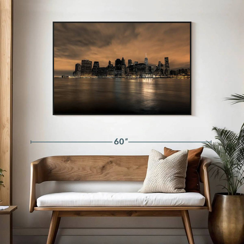 Ah New York, 25 po x 17 po, Cadre flottant noir
