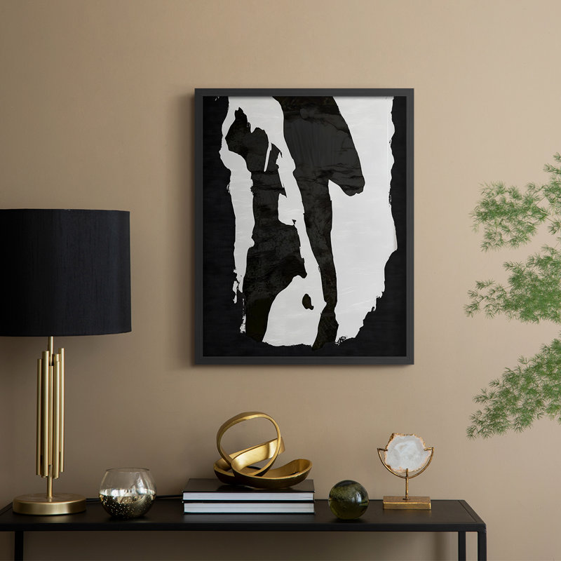 Abstrait, encadré, prêt à accrocher, H 20 po x l 16 po, Noir