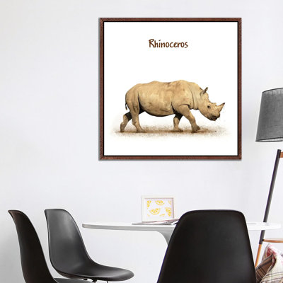 Young Rhinoceros Calf Walking Side On White by Susan Schmitz - Print on Canvas