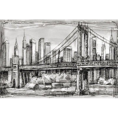 Pen & Ink Cityscape I 1 Piece Wrapped Canvas Wall Art