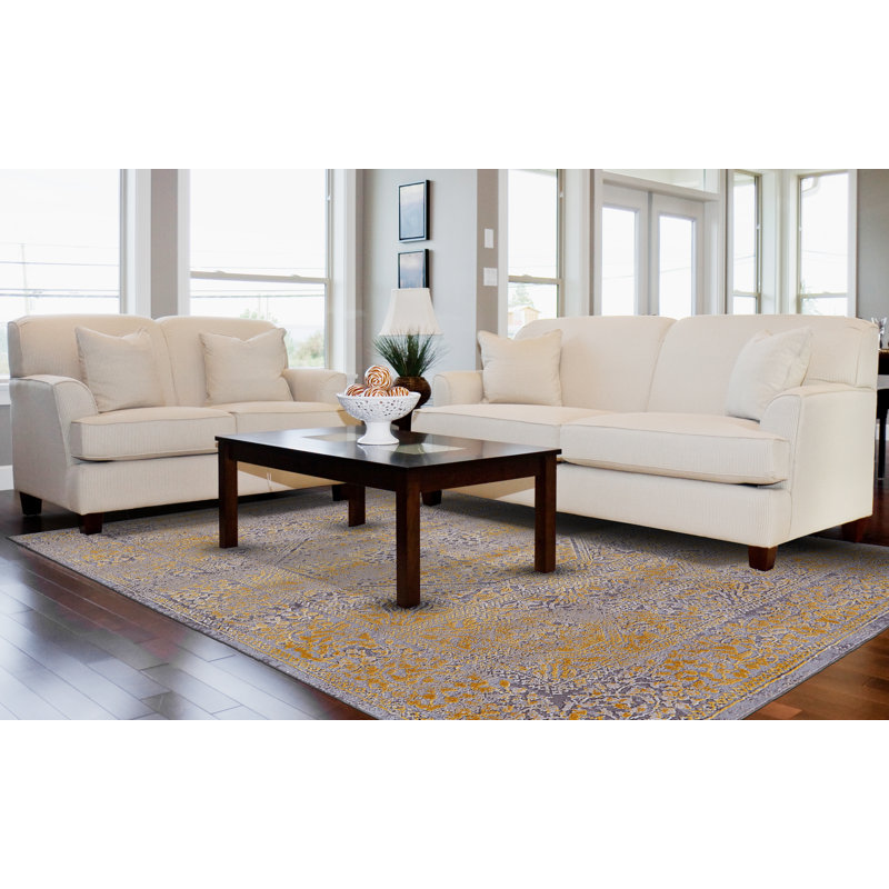 Tapis oriental doré / sable, Rectangulaire : 12 pi x 15 pi