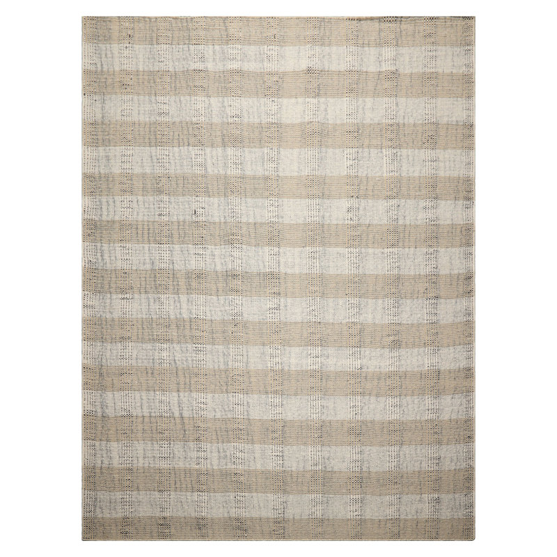 Tapis moderne en laine tissé à la main ivoire, Rectangle 9 pi x 12 pi
