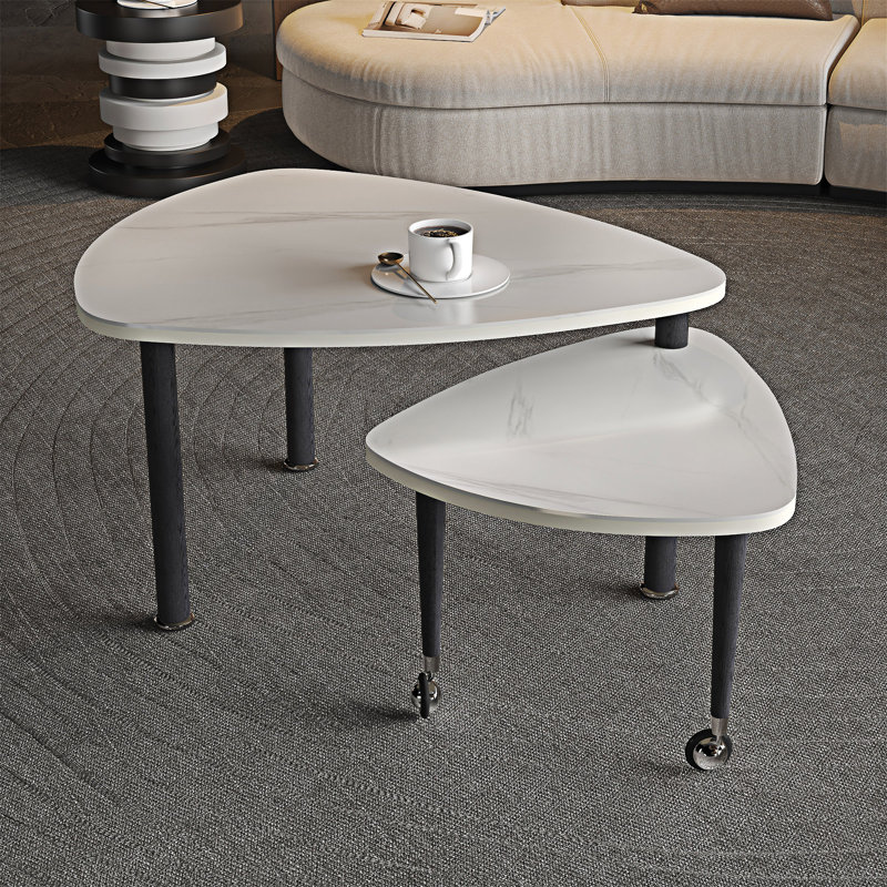 Table basse rotative en bois, Blanc