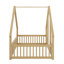 Lit bas en bois pleine grandeur de style chalet avec clôture de protection-524167895