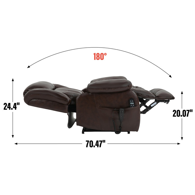 Fauteuil inclinable à levage électrique jusqu'à 350 lb, Brun