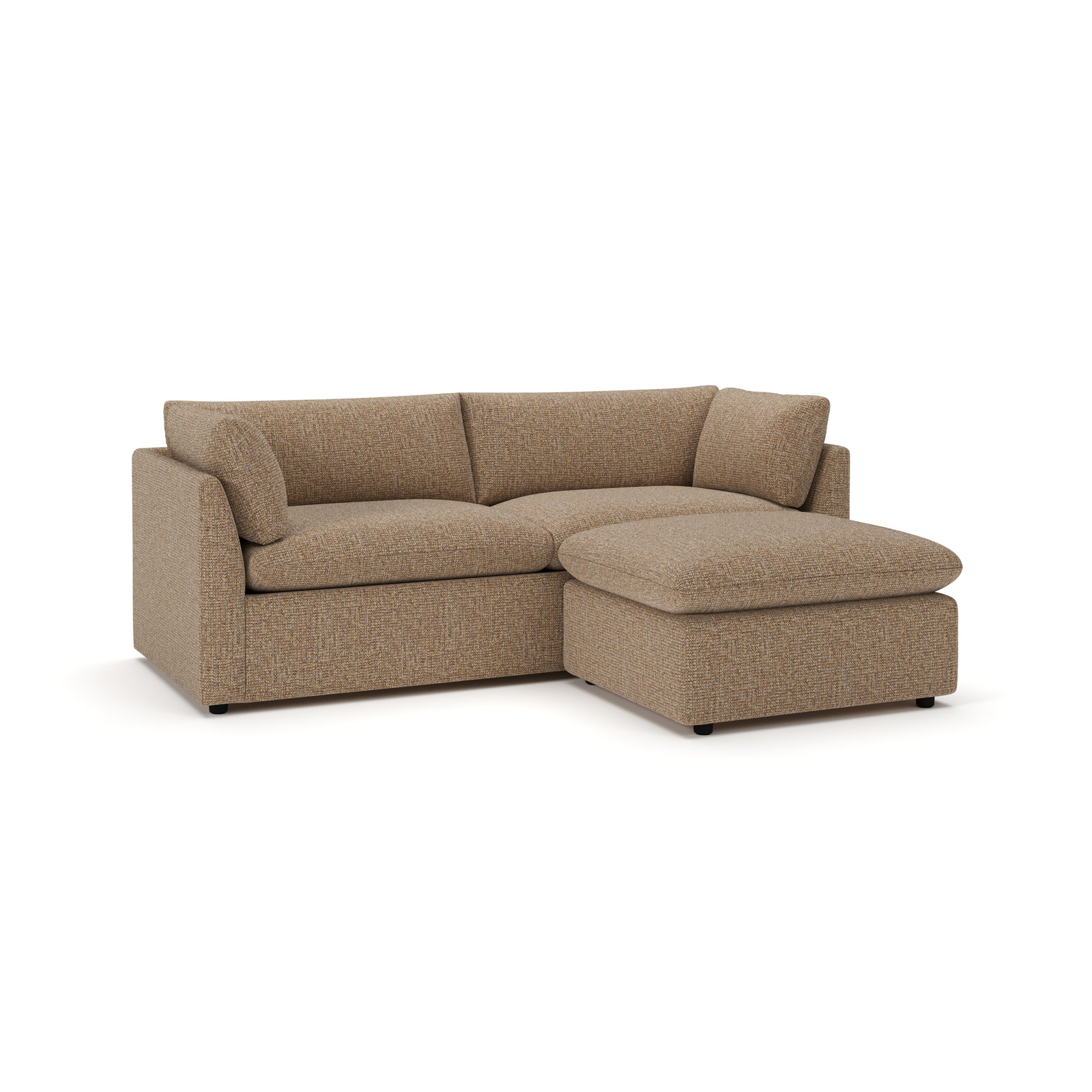 Kallie Upholstered Sofa With Ottoman, Valet Bran Tweed