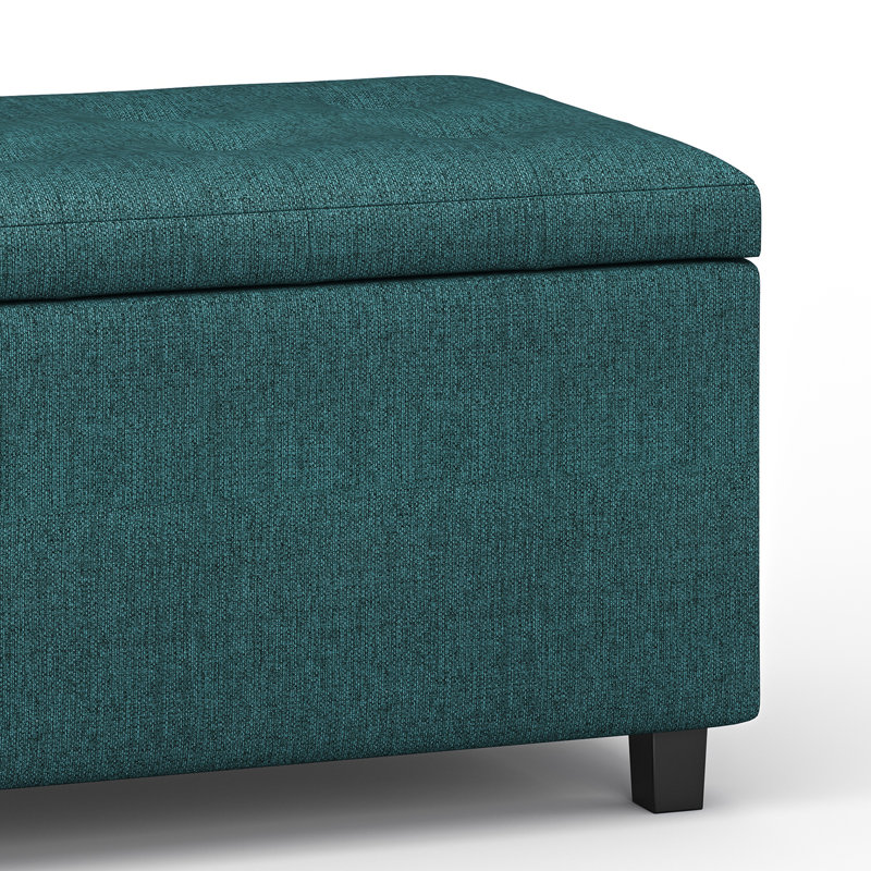 Banc de rangement avec rangement caché contemporain en tissu de polyester l 34 po Cosmopolitan, Bleu sarcelle