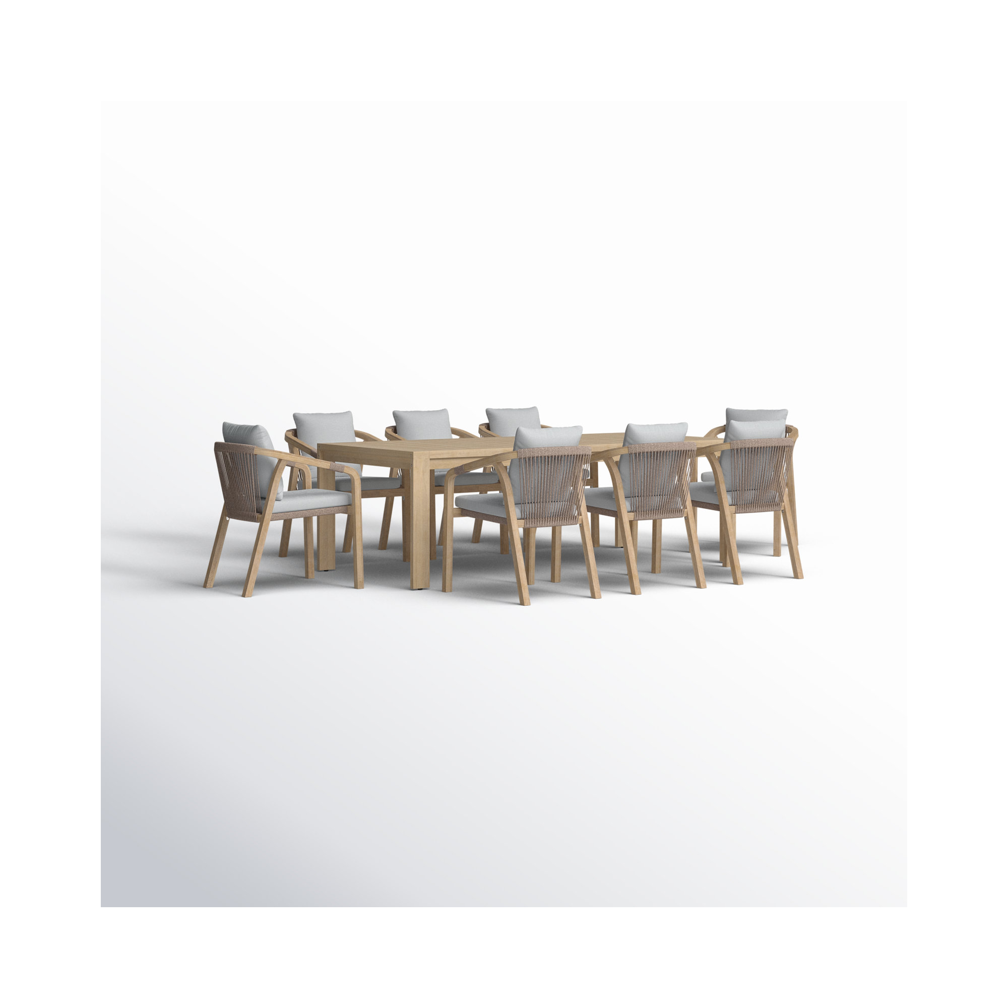 Joly Square 8 - Person Outdoor Dining Set with Cushions, Brown