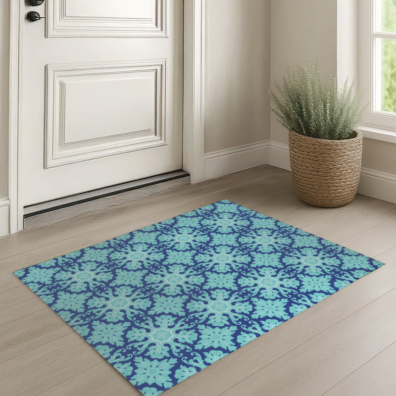 Paillasson Damask, Vert/bleu, L 48 po x L 72 po