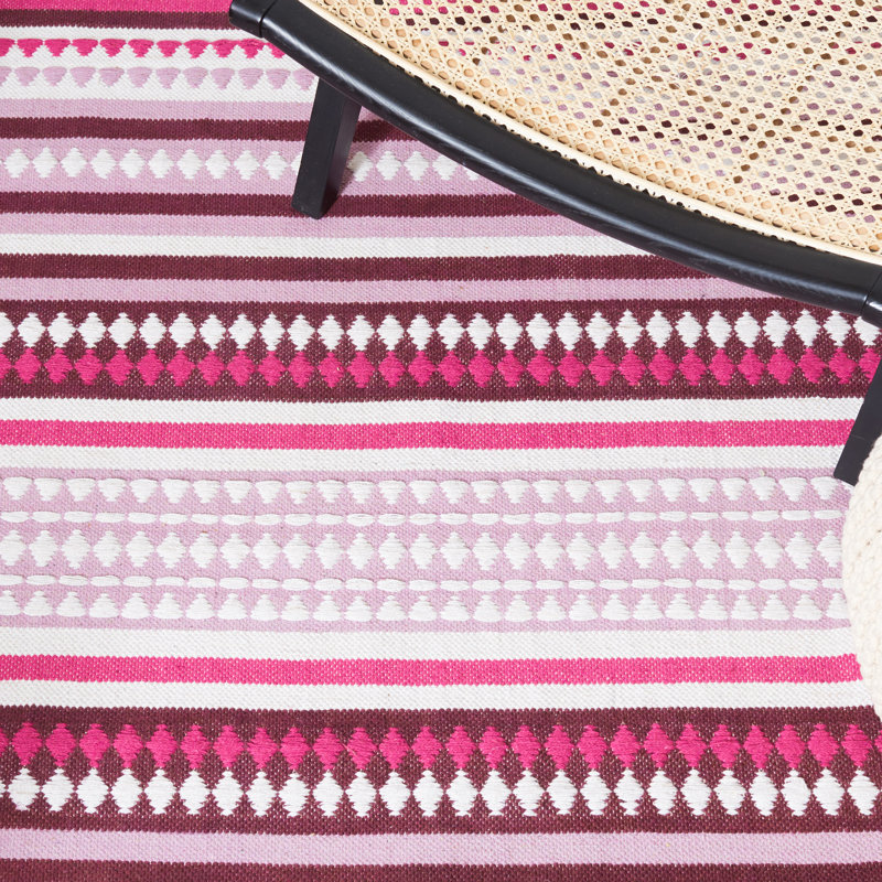Tapis rayé en coton tissé à la main Montauk, Rectangle de 5 pi x 8 pi