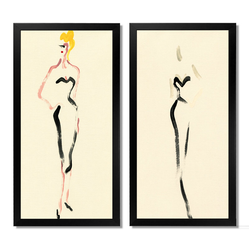«Fashion Woman», impression sur toile 2 pièces, H 20 po x l 24 po x P 1 po, Cadre photo noir