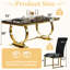 Ensemble de table de salle à manger moderne noir et doré avec chaises en velours noir-565059100