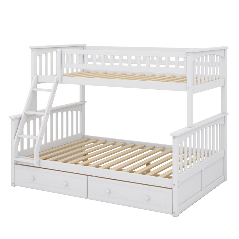 Lit superposé convertible simple / double, tiroirs inclus, Blanc