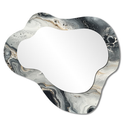 Modern Marble Migration Of Monochrome Ink I - Marble Cloud Decorative Wall Mirror, Modern Vanity Mirror, Printed on Metal