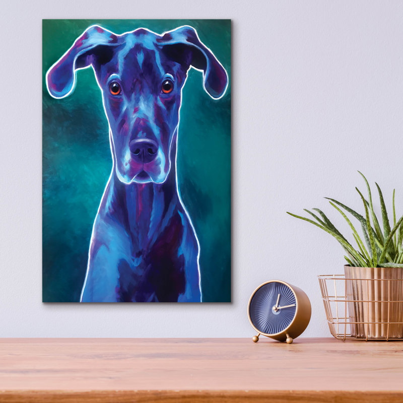 «Great Dane - Blue» par Dawg Painter, H 16 po x l 12 po x P 0,13 po