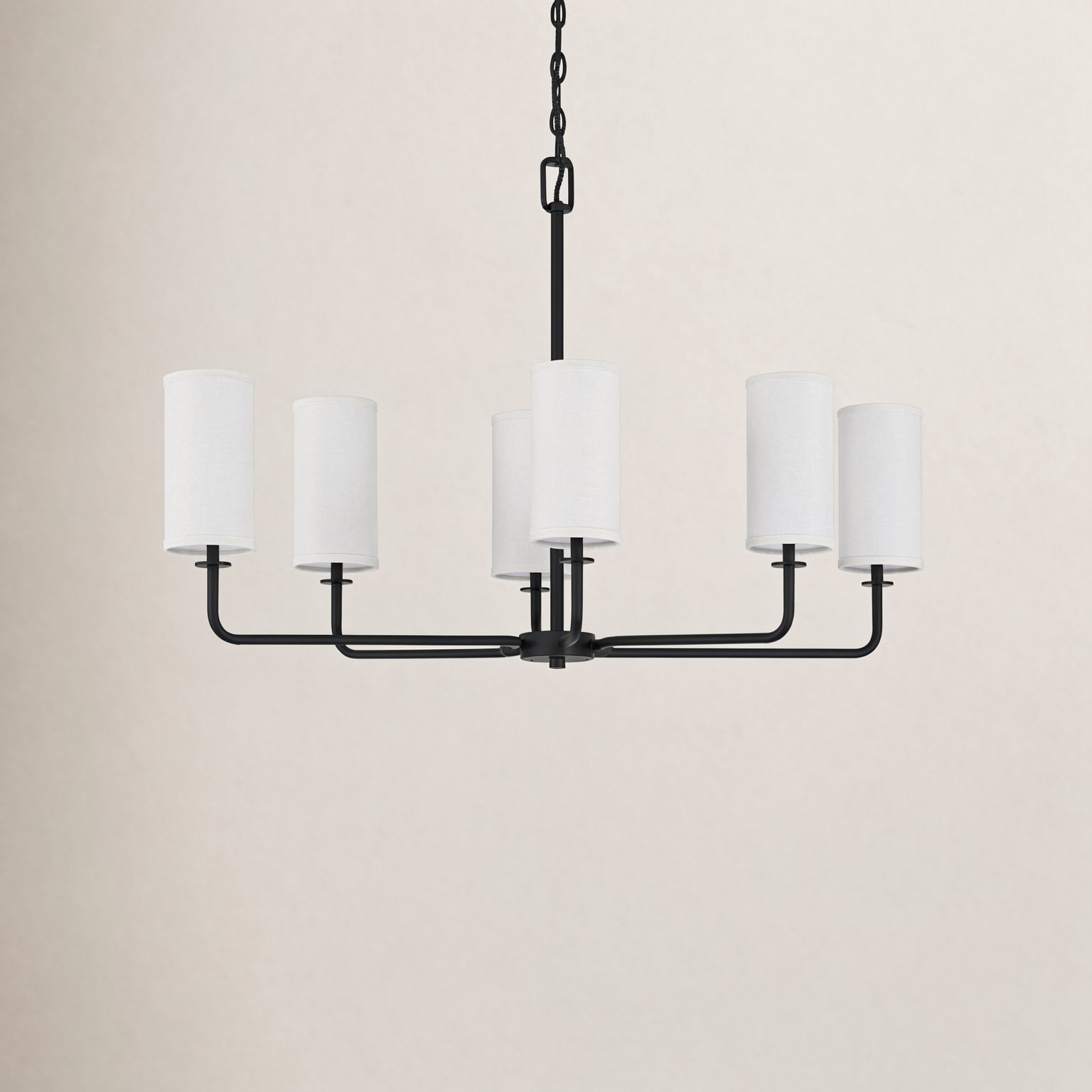 6 - Light Dimmable Chandelier, Matte Black