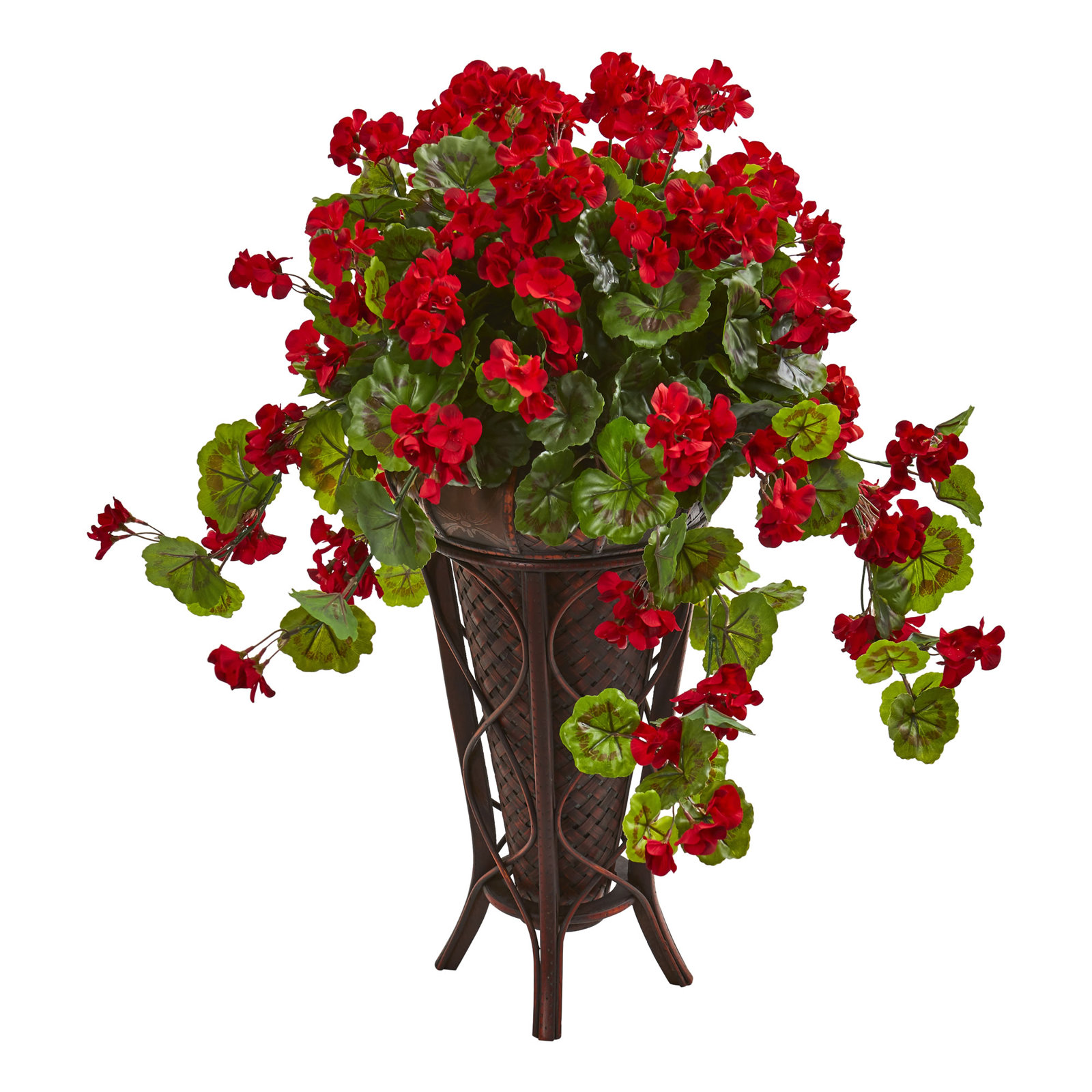 Artificial Geranium Floral Arrangement in Planter