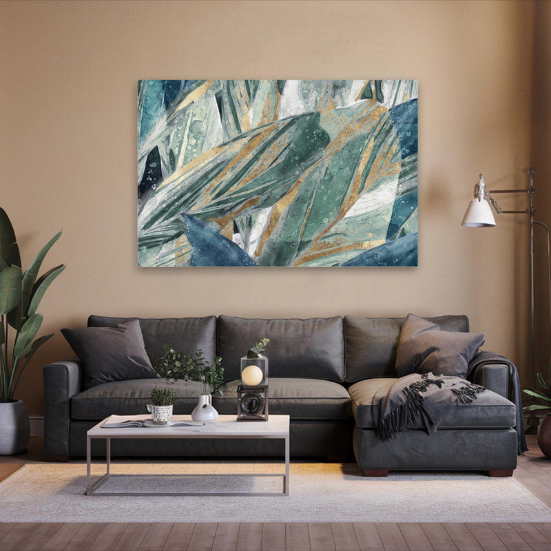 Paysage, nature, plantes, fleurs, abstrait, abstraction de feuilles II, art mural, H 40 po x l 60 po
