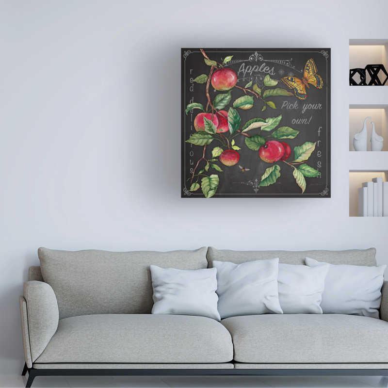 Art mural sur toile tendue - Pomme suspendue «Jean Plout» pour décoration de salon, de chambre à coucher ou de bureau - 14 x 14