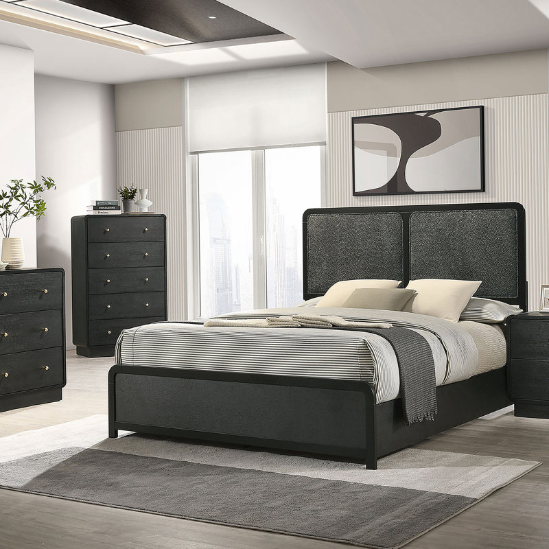 Grand lit tapissier noir Burton