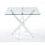 Table de salle à manger moderne en verre trempé minimaliste avec base géométrique en métal X-Cross-1536543515