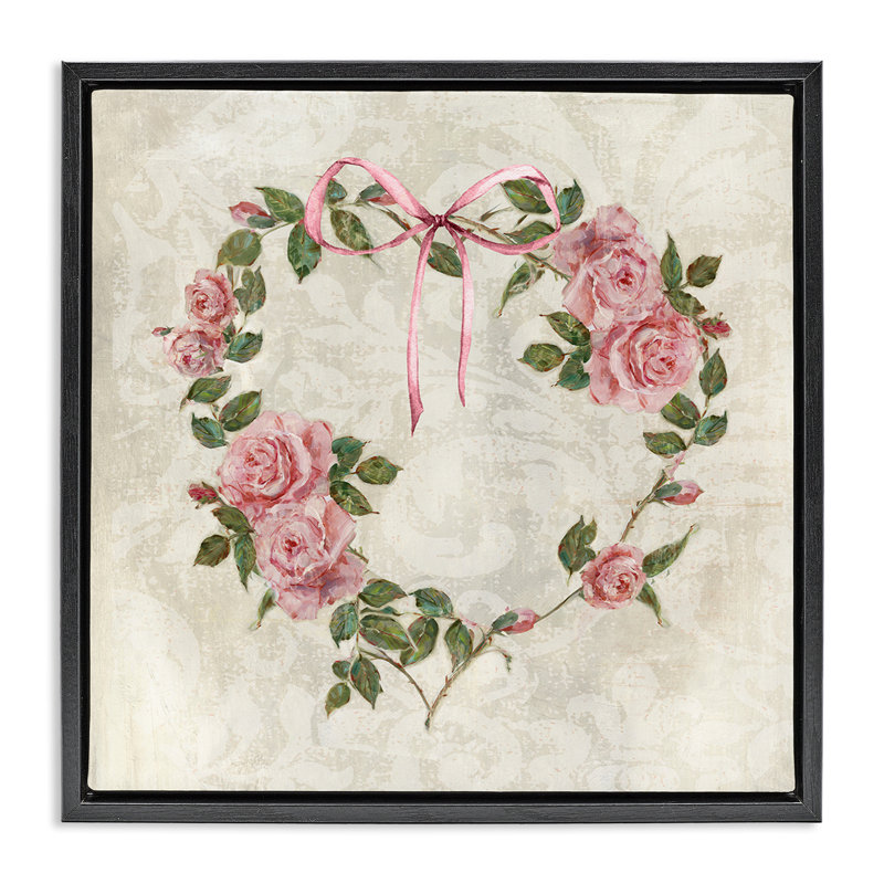 Cadre flottant Garden Heart Wreath, design par Sally Swatland, H 18 po x l 18 po, Cadre flottant noir de jais