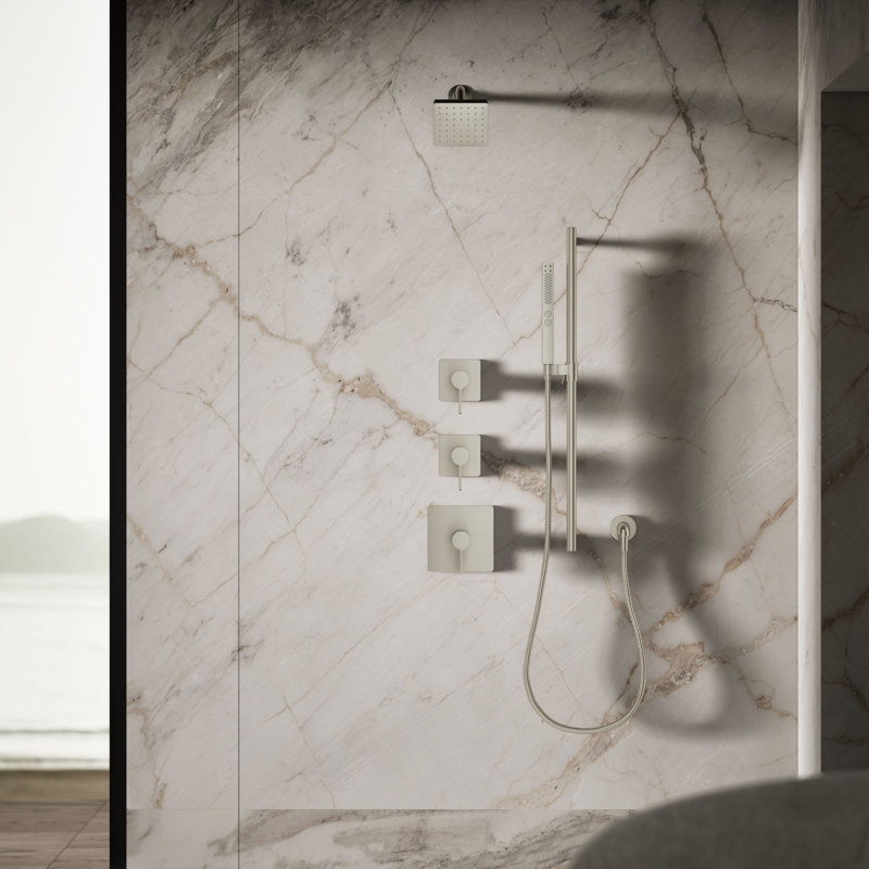 Parallel Single-Function Square Showerhead, Shower Head with One Spray, 2.5 GPM, Vibrant Brushed Nickel