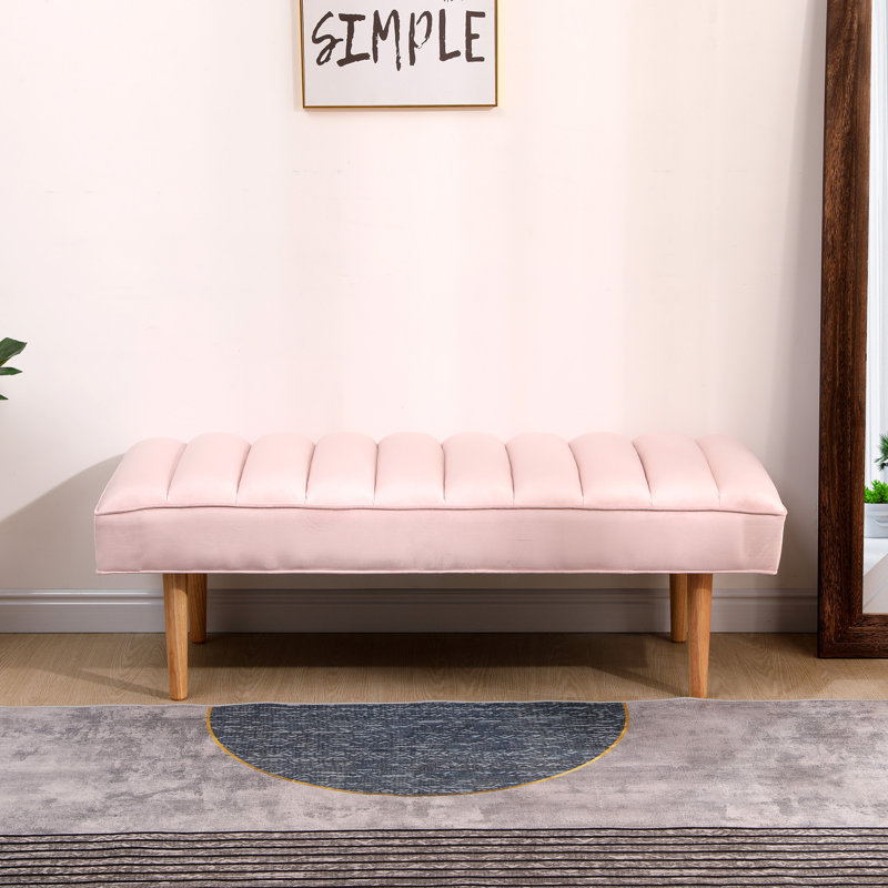 Repose-pieds capitonné en velours Accent Channel, Rose