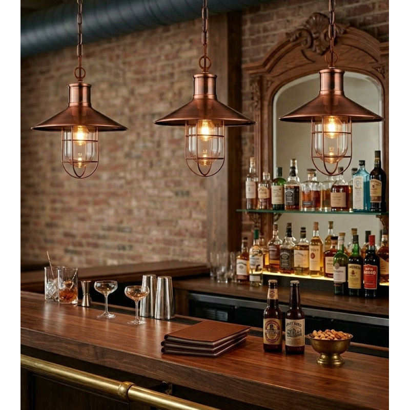 Crescent 1 - Light Cone Pendant, Antique Copper