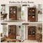 Vitrine d'appoint vintage de style campagnard avec étagères et tiroir réglables, en MDF plaqué bois véritable, avec pieds en bois massif.