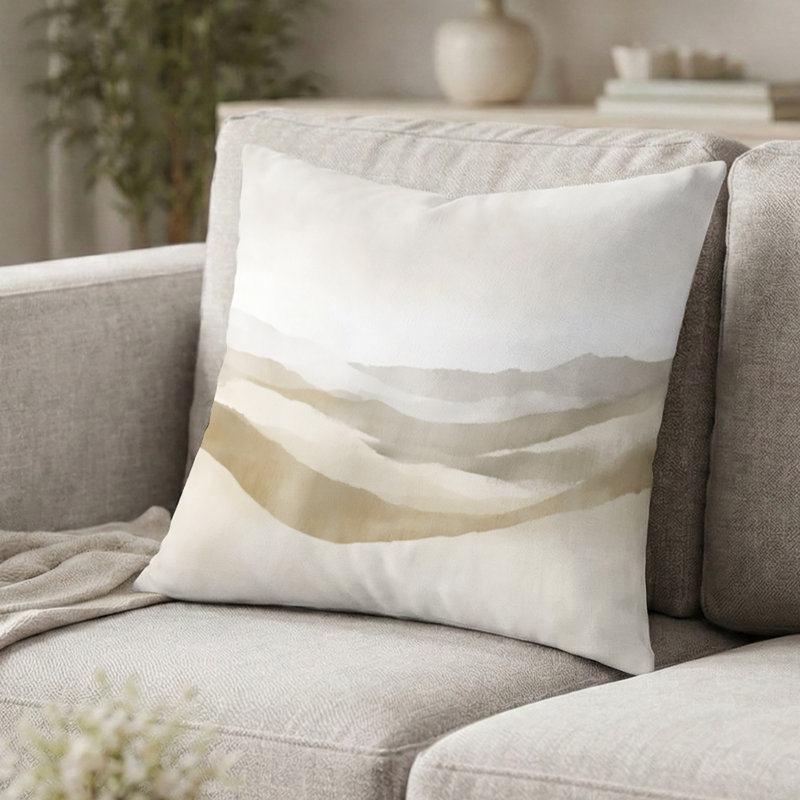 Coussin Neutral Abstract Field, H 16 po x l 16 po