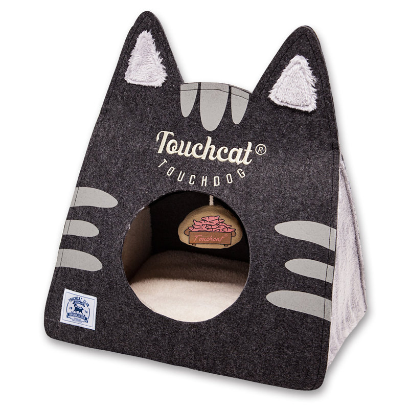 Maison pour chat pliable avec chat Touch Kitty Ears, Noir