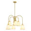 Lustre à intensité variable 6 lumières avec abat-jour en lin, métal doré brossé-381511734