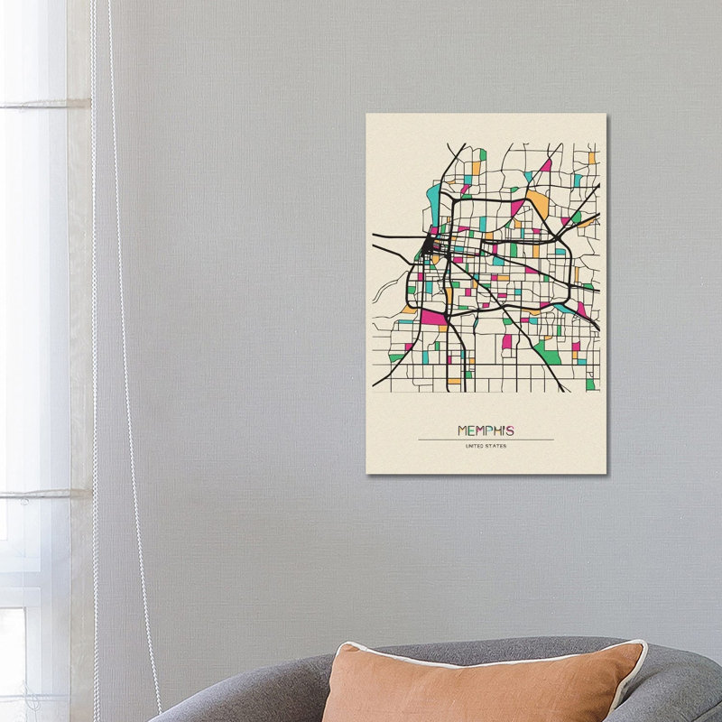 Memphis, Tennessee Map by Ayse Deniz Akerman - Wrapped Canvas Print, 66.04 cm H x 45.72 cm W x 3.175 cm D