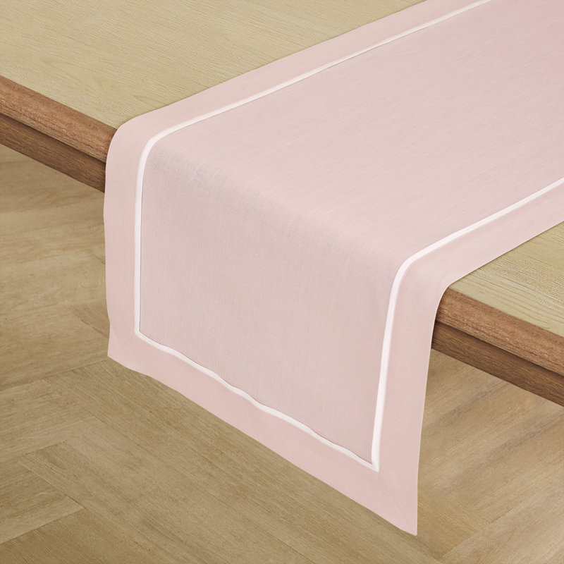 100% Pure Linen Table Runner -kensington, Pink, 72" x 14"