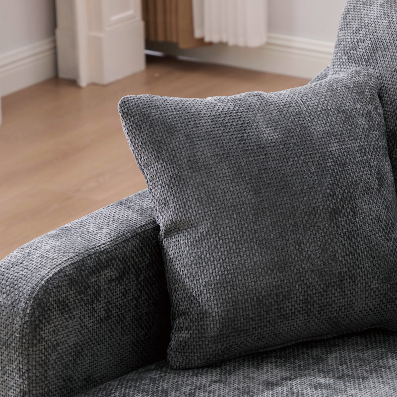 43.9" W Chenille Slipcovered Accent Armchair (Set Of 2), Charcoal