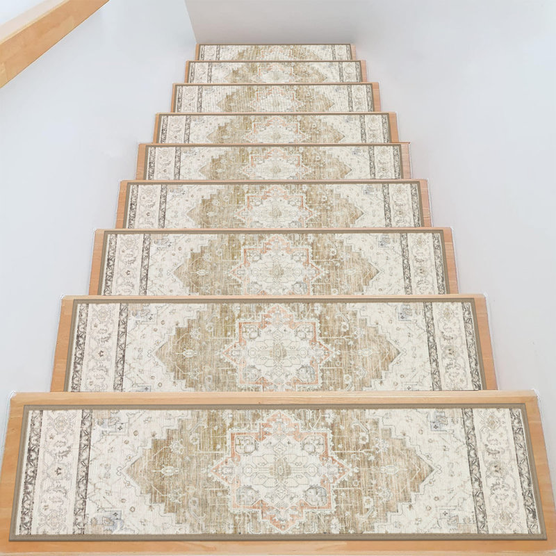 Tapis d'escalier antidérapants pour l'intérieur, Brun / beige