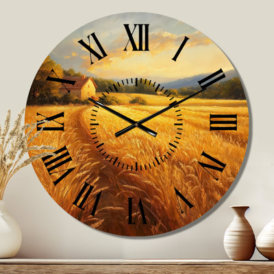 Golden Harvest Field - horloge murale en métal, imprimée sur métal