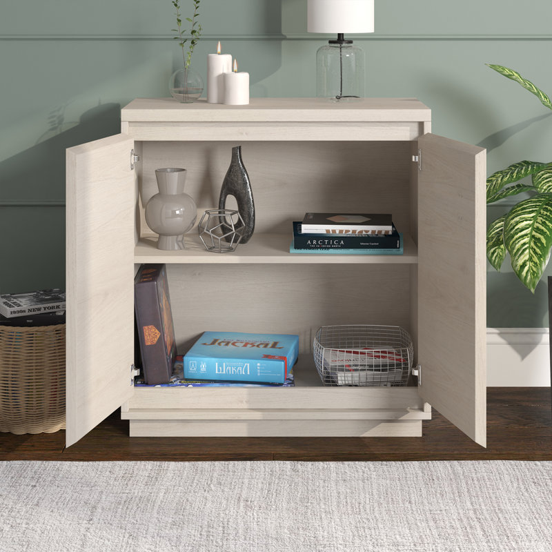 Wood 2-Door Accent Cabinet with Adjustable Shelf, Alder White