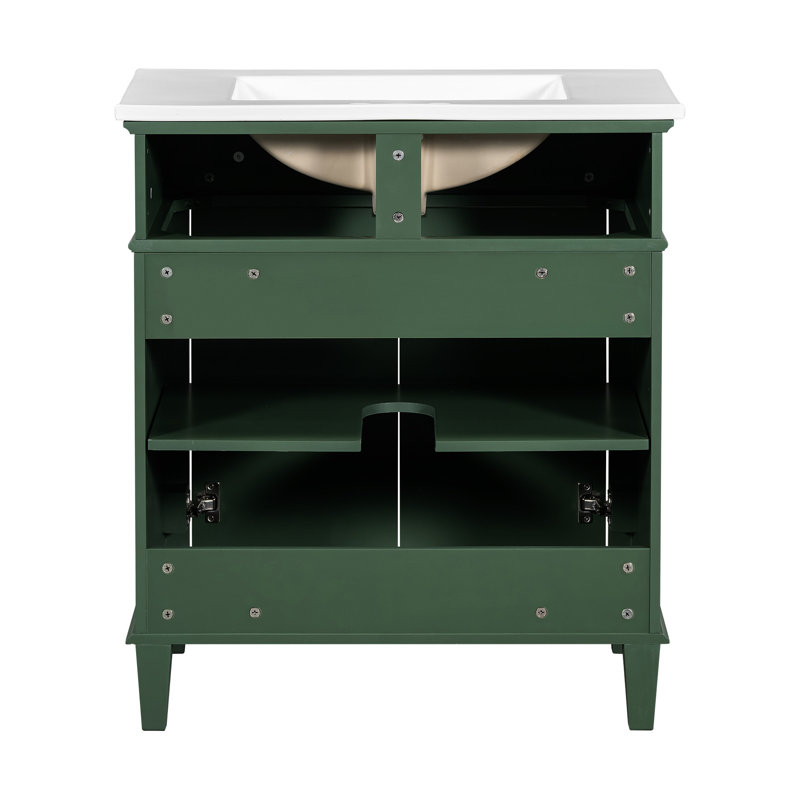Meuble-lavabo de 30 pouces avec lavabo en céramique, porte à fermeture douce - pour les petites salles de bain dans le lavabo