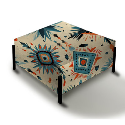 Nomadic Treasures Boho Pattern I - Geometric Large Square Ottoman