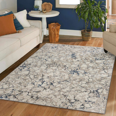 Fynton 1240 Transitional Marbled Blue Area Rug