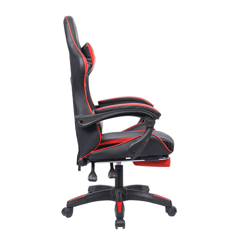 Racing Massage Computer Gaming Chair with Footrest, Red/Black