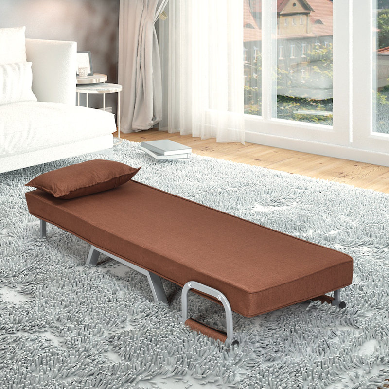 Mucip Upholstered 73.5'' Sleeper Sofa, Brown